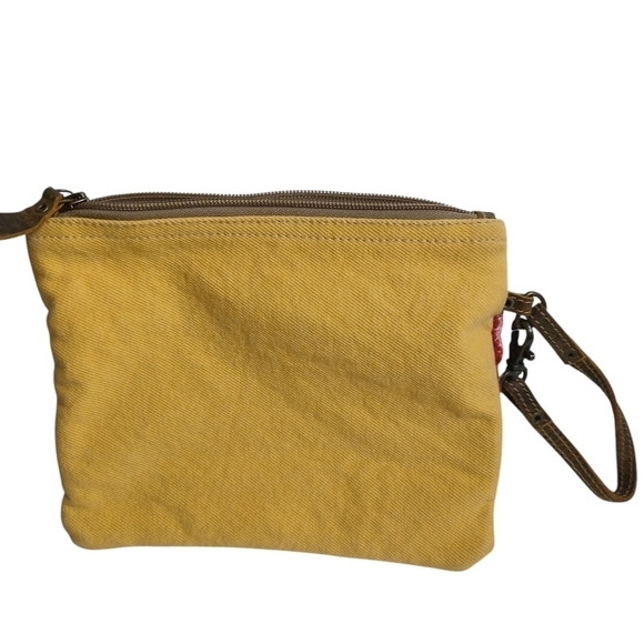 Myra Bag Midsummer Pouch Upcycled Cotton & Leather Coastal Cowgirl - Picture 10 of 15